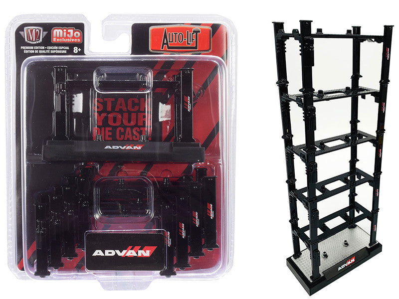 Stackable Diecast Auto-Lifts 5 piece Set "ADVAN Yokohama" for 1/64 Scale Model Cars by M2 Machines $24.44