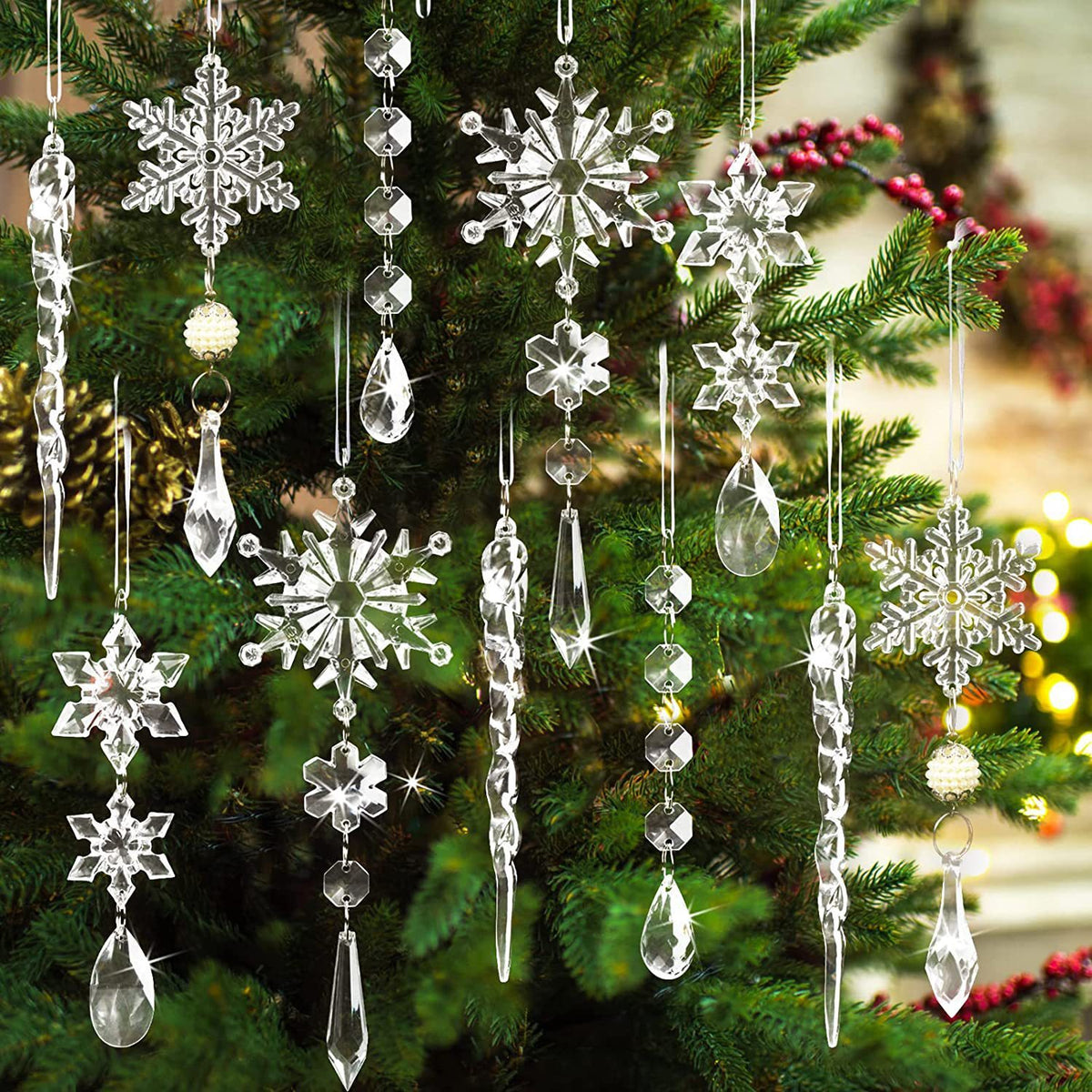 10pcs Acrylic Ice Strip Christmas Ornaments