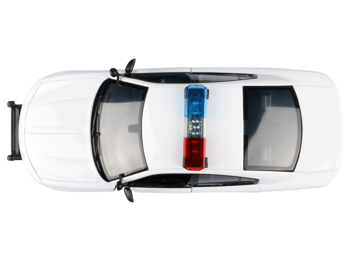 2023 Dodge Charger Pursuit Police Car Unmarked White with Flashing Light Bar Front and Rear Lights and 2 Sounds "Builder's Kit" 1/24 Diecast Model Car by Motormax