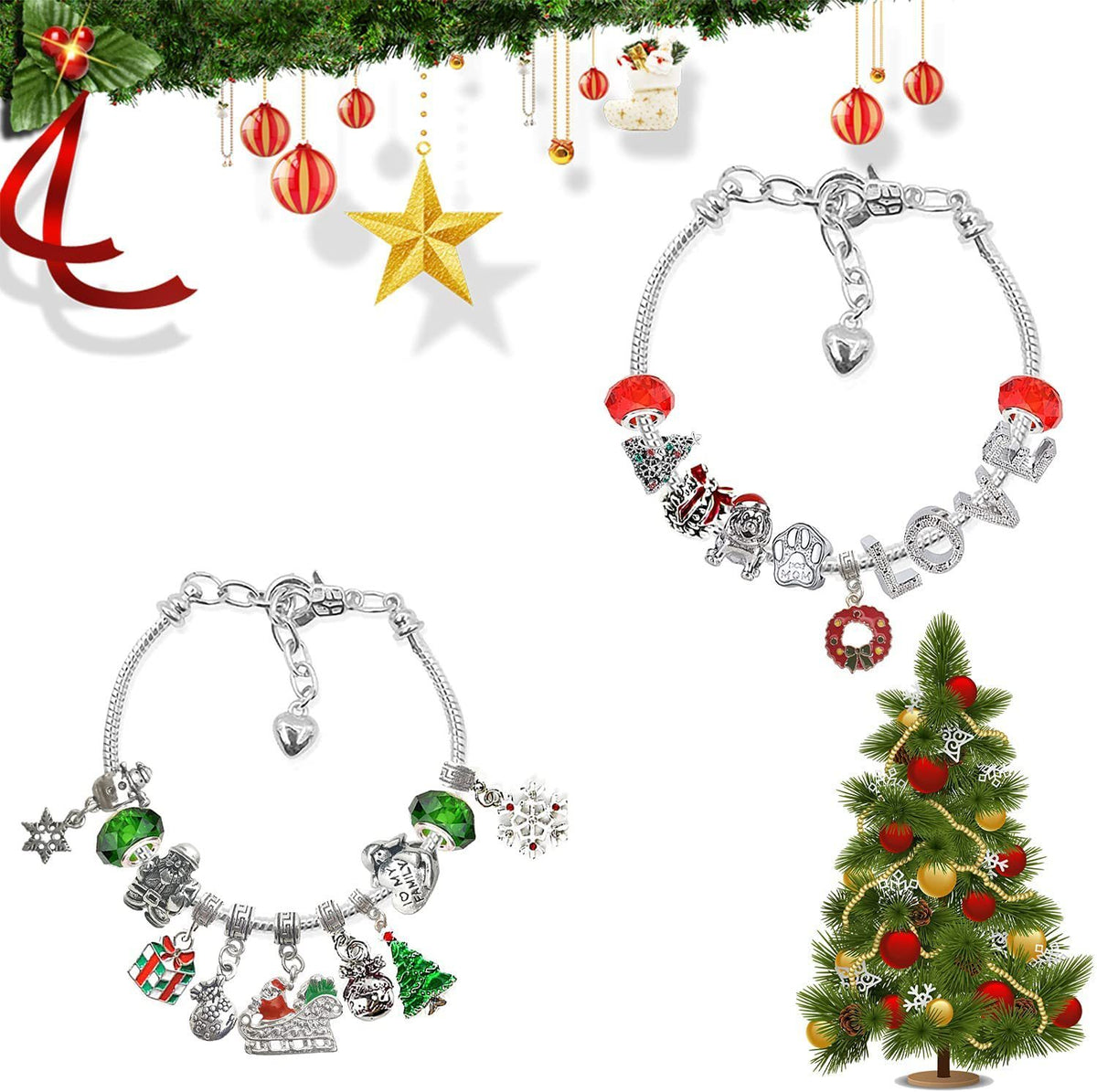 Christmas Advent Calendar Bracelet Gift Box Set