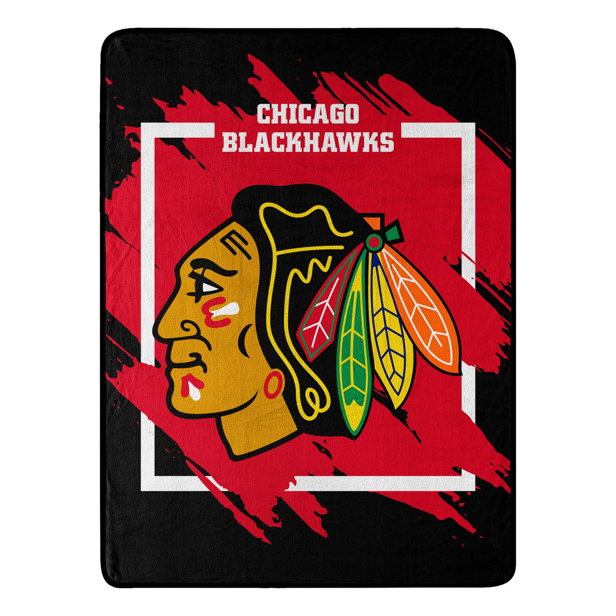Chicago Blackhawks Blanket 46x60 Micro Raschel Dimensional Design Rolled