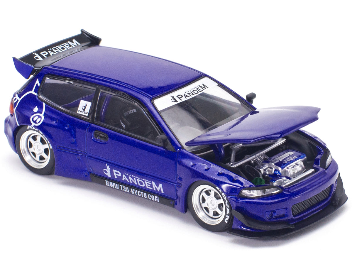 Pandem Civic EG6 RHD Blue Metallic Enigma Exclusive Edition 1/64 Diecast Model Car