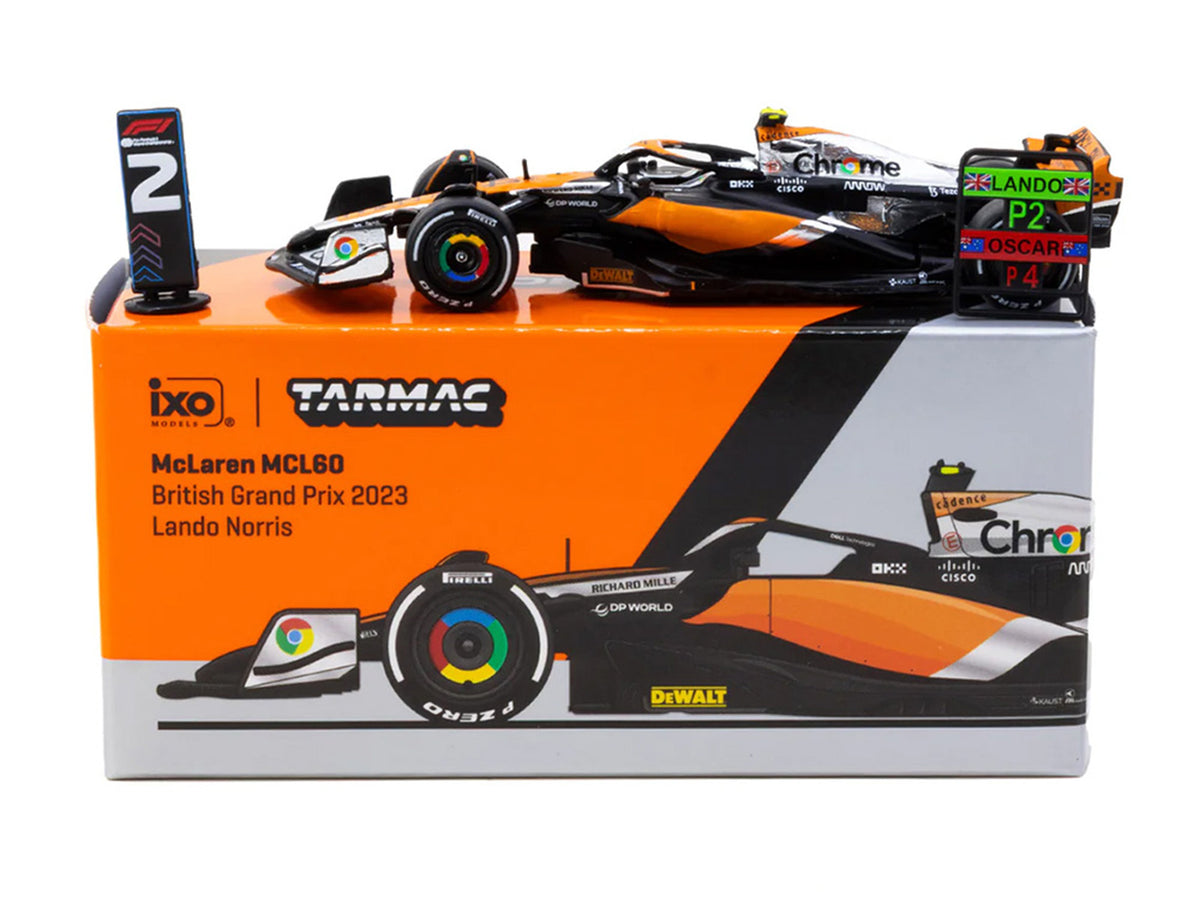 Tarmac Works 1/64 McLaren MCL60 #4 Lando Norris – 2023 British GP 2nd Place | Global64 Series