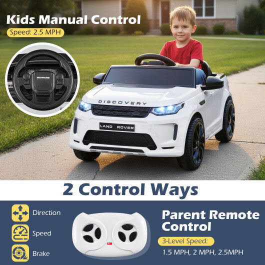Licensed Land Rover Kids Ride on Car 12V Battery Powered Kids Electric Car-White - Color: White