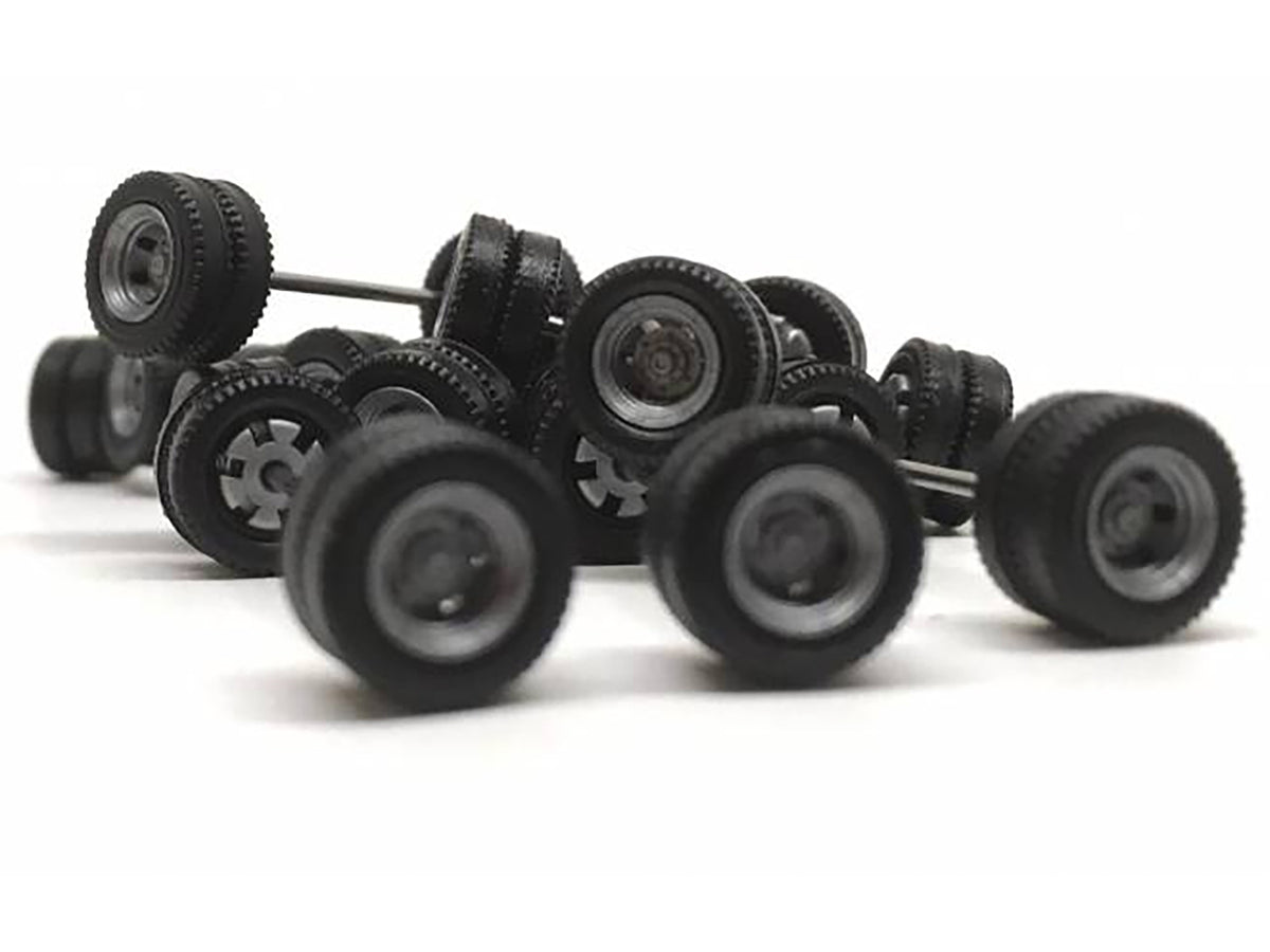 Goldhofer Trailer Wheelsets 12 Sets 1/87 HO Scale Plastic Model by Promotex – 48 Wheels, 48 Tires & 12 Axles