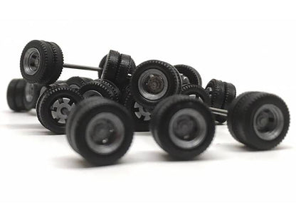 Goldhofer Trailer Wheelsets 12 Sets 1/87 HO Scale Plastic Model by Promotex – 48 Wheels, 48 Tires & 12 Axles