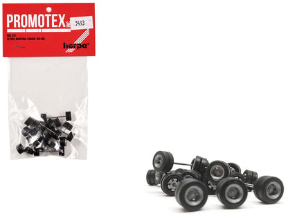 Goldhofer Trailer Wheelsets 12 Sets 1/87 HO Scale Plastic Model by Promotex – 48 Wheels, 48 Tires & 12 Axles
