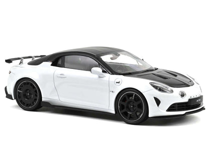 2024 Alpine A110 R Pearl White Metallic with Carbon Hood and Top 1/18 Diecast Model Car by Norev