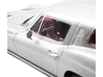 1963 Chevrolet Corvette Sting Ray Sebring Silver Metallic with Red Interior 1/18 Diecast Model Car by Norev