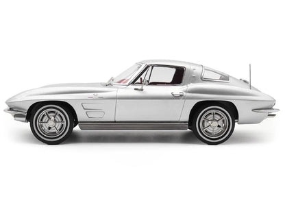 1963 Chevrolet Corvette Sting Ray Sebring Silver Metallic with Red Interior 1/18 Diecast Model Car by Norev