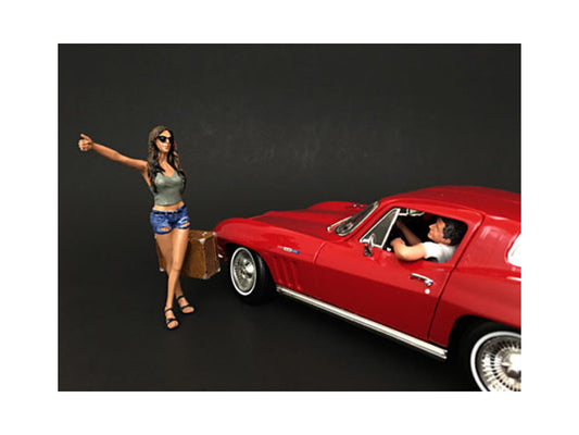 Hitchhiker 2 piece Figurine Set (Green Shirt) for 1/18 Scale Model Cars