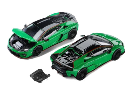 Lamborghini Temerario Green with Black Topdie 1/64 Diecast Model Car by Trends Hobby