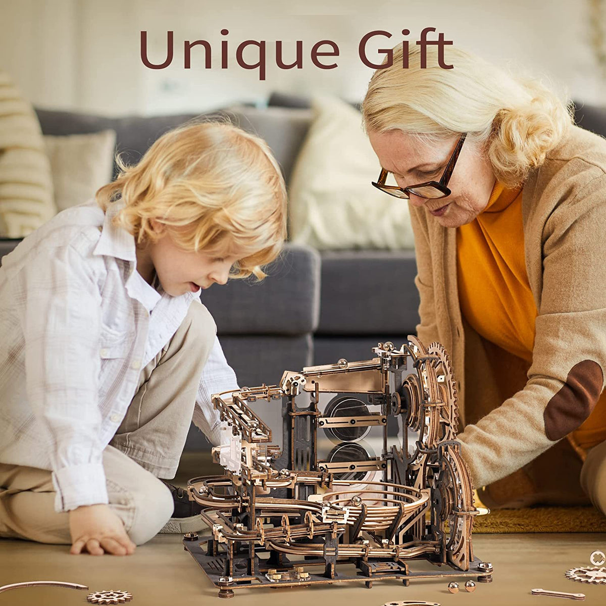 Robotime ROKR Marble Night City 3D Wooden Puzzle Games Assembly Waterwheel Model Toys