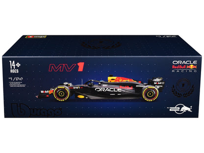 Red Bull Racing RB20 #1 Max Verstappen "Oracle" Winner Formula One F1 Championship "Drivers' Champion" (2024) with Display Case 1/24 Diecast Model Car by Bburago