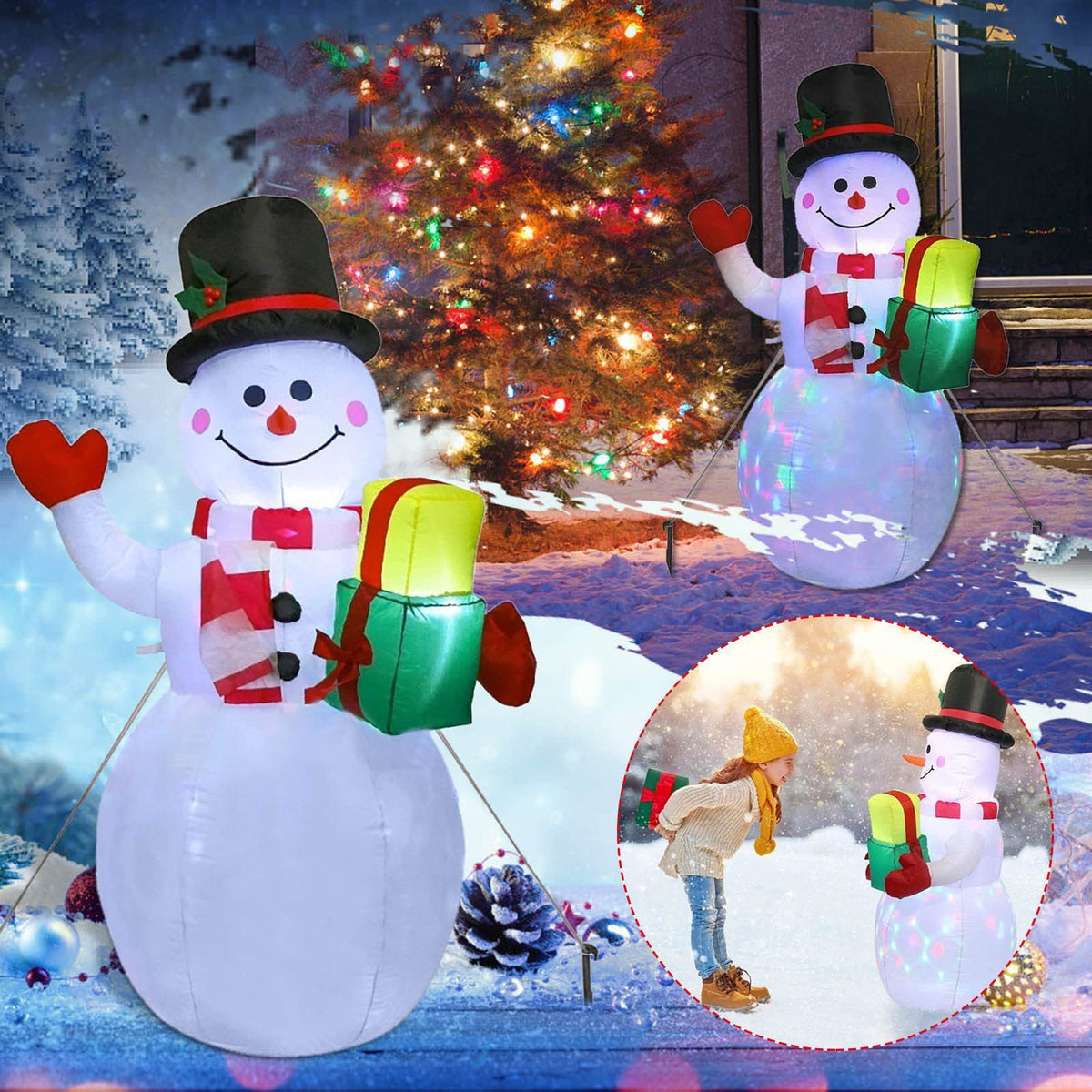 Christmas LED Inflatable Santa Snowman Decor