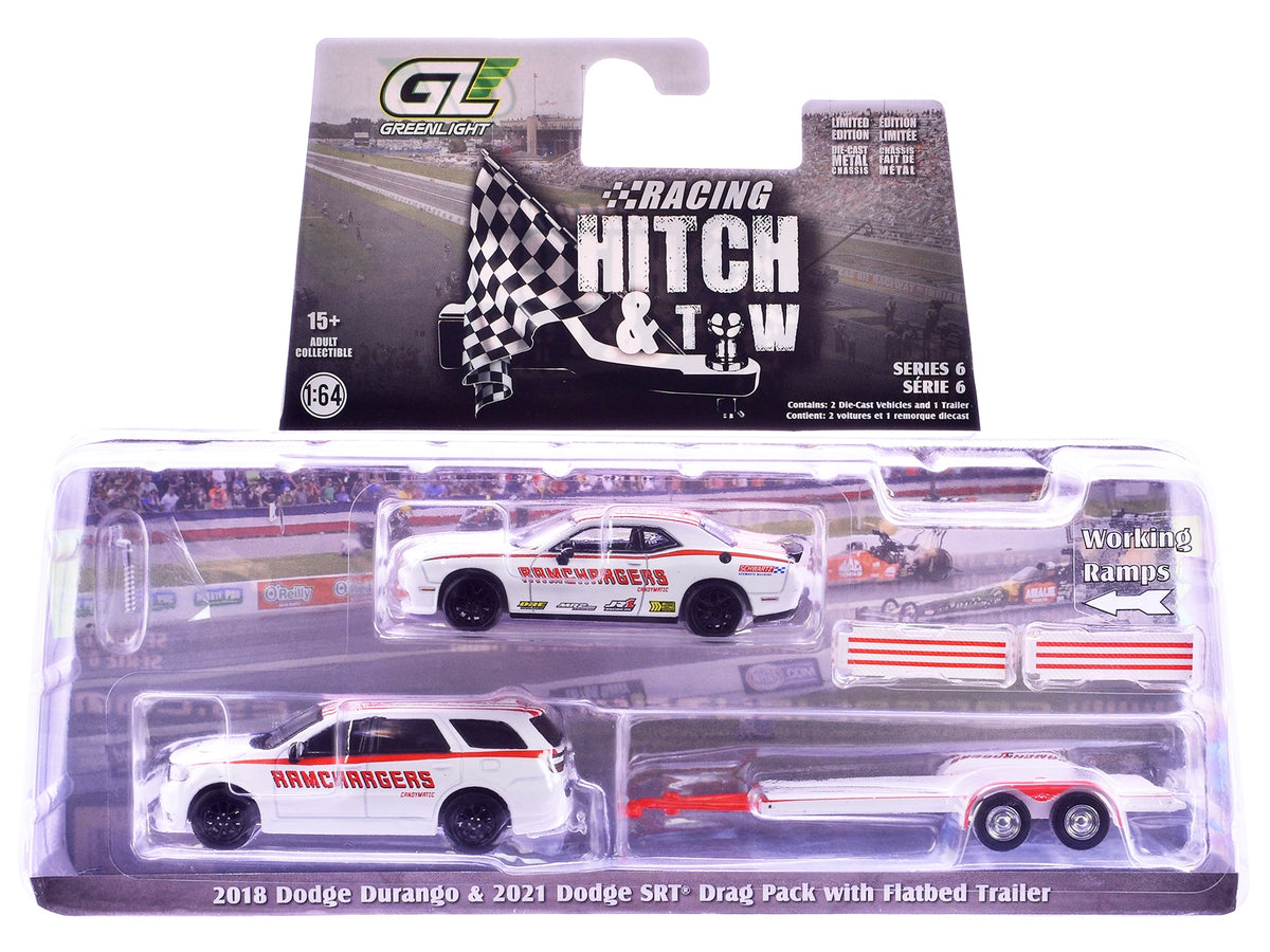 "Racing Hitch & Tow" Series #6 Set of 3 pieces 1/64 Diecast Model Cars by Greenlight