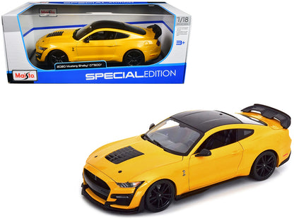2020 Ford Mustang Shelby GT500 Yellow with Black Top Special Edition 1/18 Diecast Model