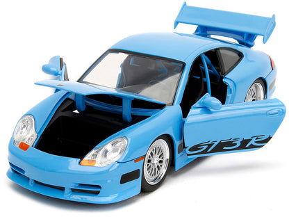 Porsche 911 GT3 RS Light Blue with Black Accents "Fast Five" (2011) Movie "25 Years of Fast & Furious" Series 1/24 Diecast Model Car by Jada