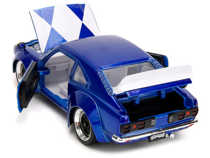 1974 Mazda RX-3 Blue Ranger Diecast Model Car by Jada – 1:24 Scale Hollywood Rides