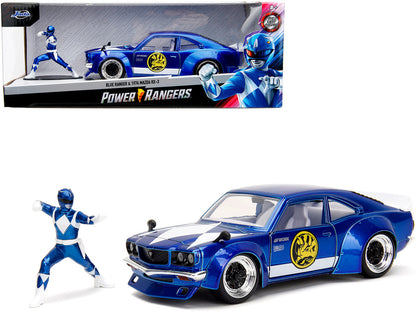 1974 Mazda RX-3 Blue Ranger Diecast Model Car by Jada – 1:24 Scale Hollywood Rides