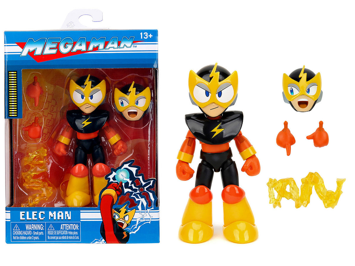 Elec Man 4.5" Moveable Figure with Accessories and Alternate Head and Hands "Mega Man" (1987)