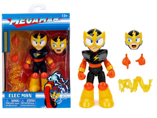 Elec Man 4.5" Moveable Figure with Accessories and Alternate Head and Hands "Mega Man" (1987)