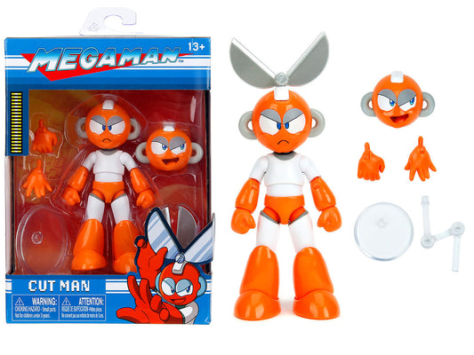 Cut Man 4.5" Moveable Figure with Accessories and Alternate Head and Hands "Mega Man" (1987)