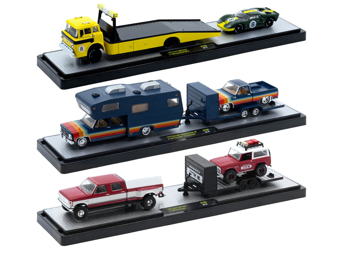 Auto Haulers Set of 3 Trucks Release 100 Limited Edition to 9600 pieces Worldwide 1/64 Diecast Models by M2 Machines