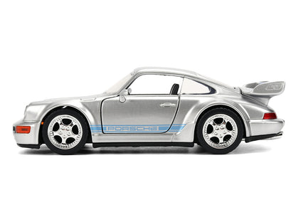 Jada 1/32 Diecast Porsche 911 Carrera RS 3.8 Mirage Transformers Rise of the Beasts Silver Blue Stripes