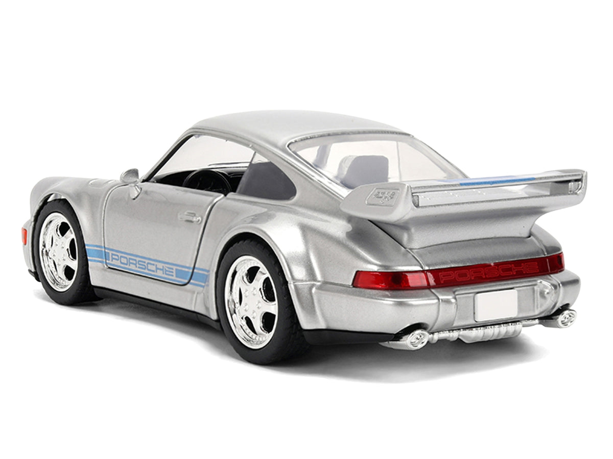 Jada 1/32 Diecast Porsche 911 Carrera RS 3.8 Mirage Transformers Rise of the Beasts Silver Blue Stripes