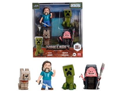 Set of 4 Diecast Figures "A Minecraft Movie" (2025) Movie "Metalfigs" Series Diecast Models by Jada