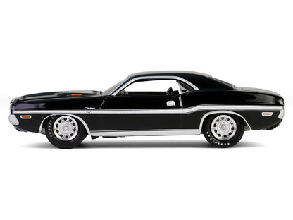 1970 Dodge Challenger R/T 440 Black with White Stripes "Barrett-Jackson" Series 15 1/64 Diecast Model Car by Greenlight
