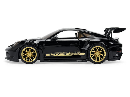 Porsche 911 (992) GT3 RS 1/24 Diecast Model by Jada – Black with Carbon Top, Hood Stripes & Gold Wheels Hyper-Spec