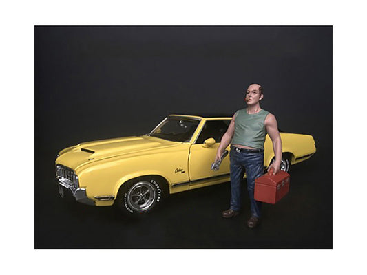 Mechanic Sam with Tool Box Figurine for 1/24 Scale Models