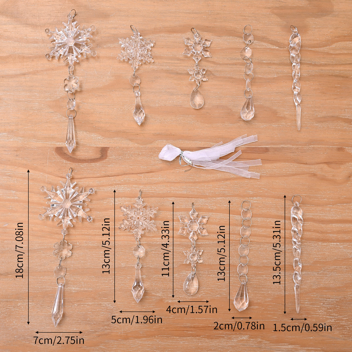 10pcs Acrylic Ice Strip Christmas Ornaments