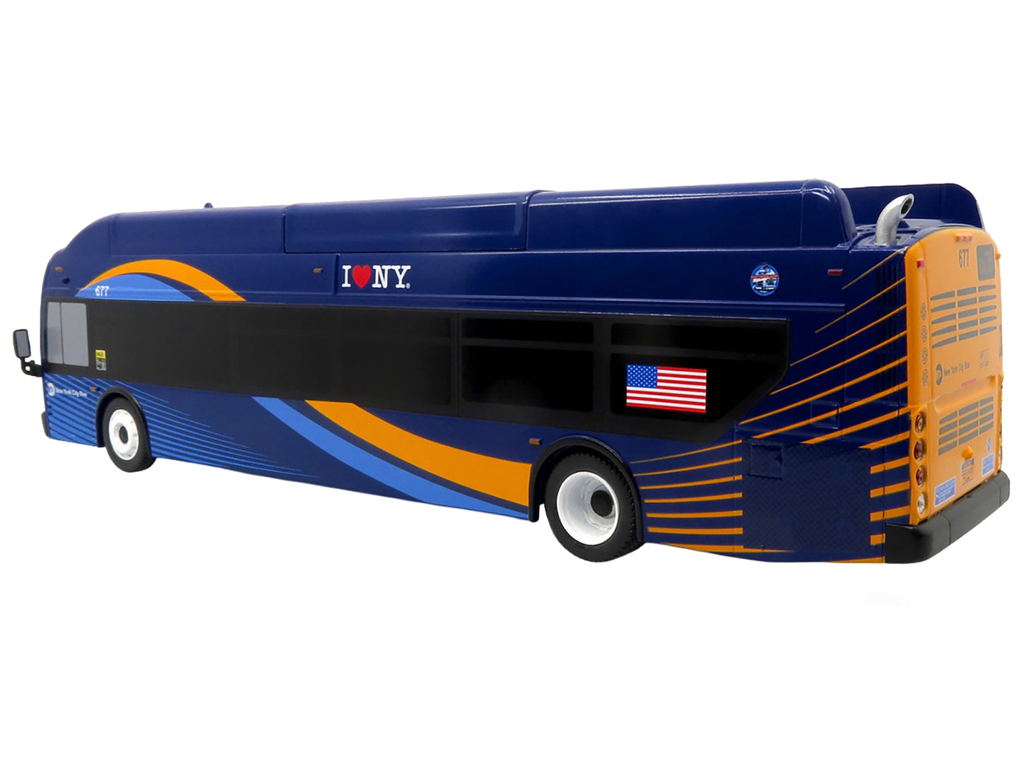 New Flyer Xcelsior Transit Bus Bank "MTA New York City" Blue with Graphics "The Bus & Motorcoach Collection" Limited Edition to 504 Pieces Worldwide 1/43 Model by Iconic Replicas