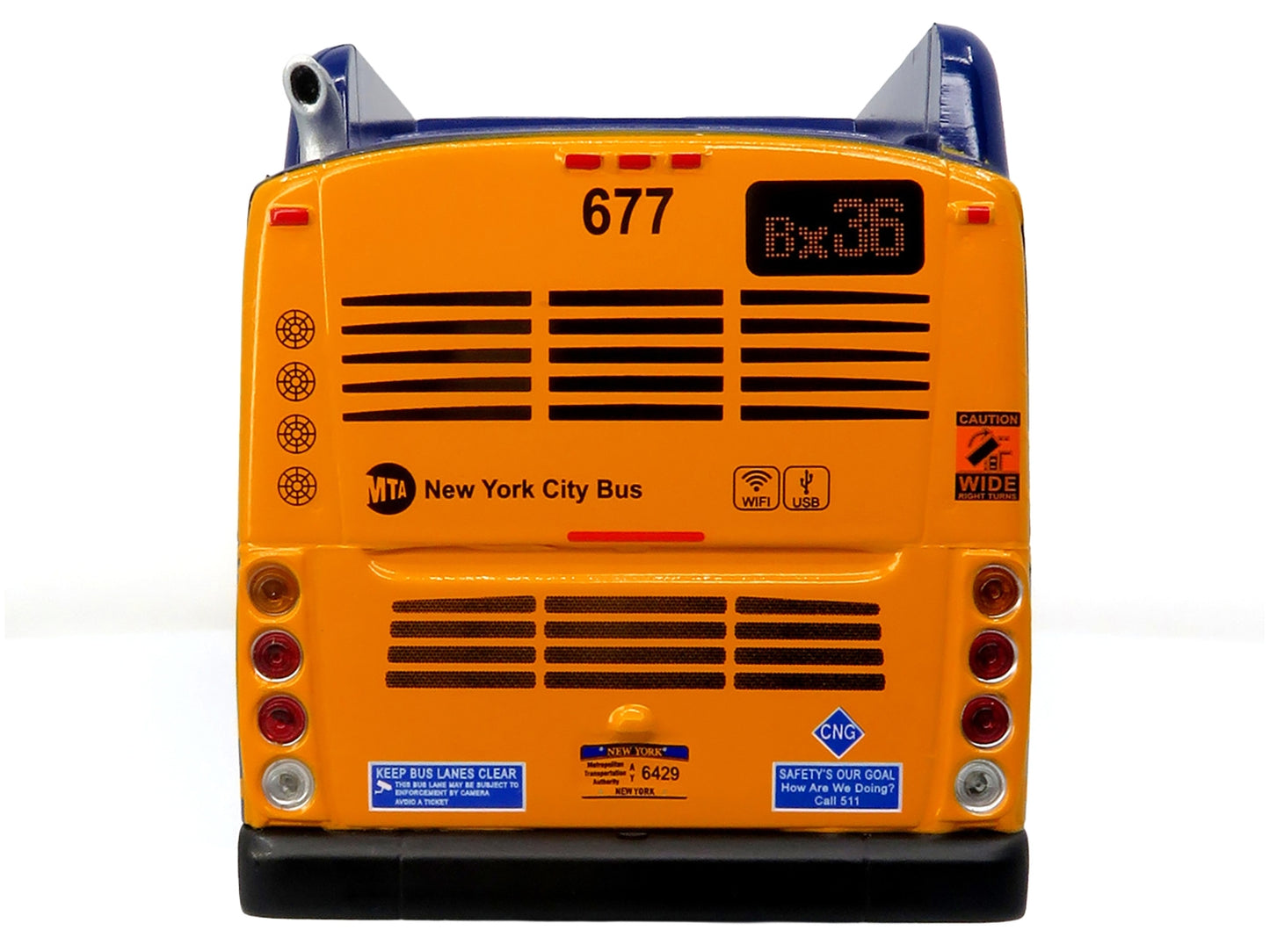 New Flyer Xcelsior Transit Bus Bank "MTA New York City" Blue with Graphics "The Bus & Motorcoach Collection" Limited Edition to 504 Pieces Worldwide 1/43 Model by Iconic Replicas