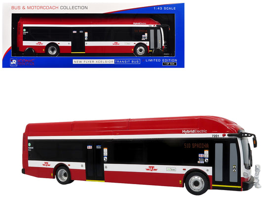 New Flyer Xcelsior Transit Bus Bank "TTC - Toronto Transit Commission" Red and White "The Bus & Motorcoach Collection" Limited Edition to 504 Pieces Worldwide 1/43 Model by Iconic Replicas