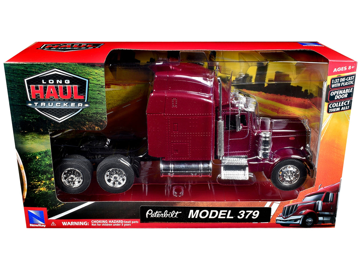 Peterbilt 379 Truck Tractor Burgundy Metallic "Long Haul Trucker" Series 1/32  Diecast Model by New Ray