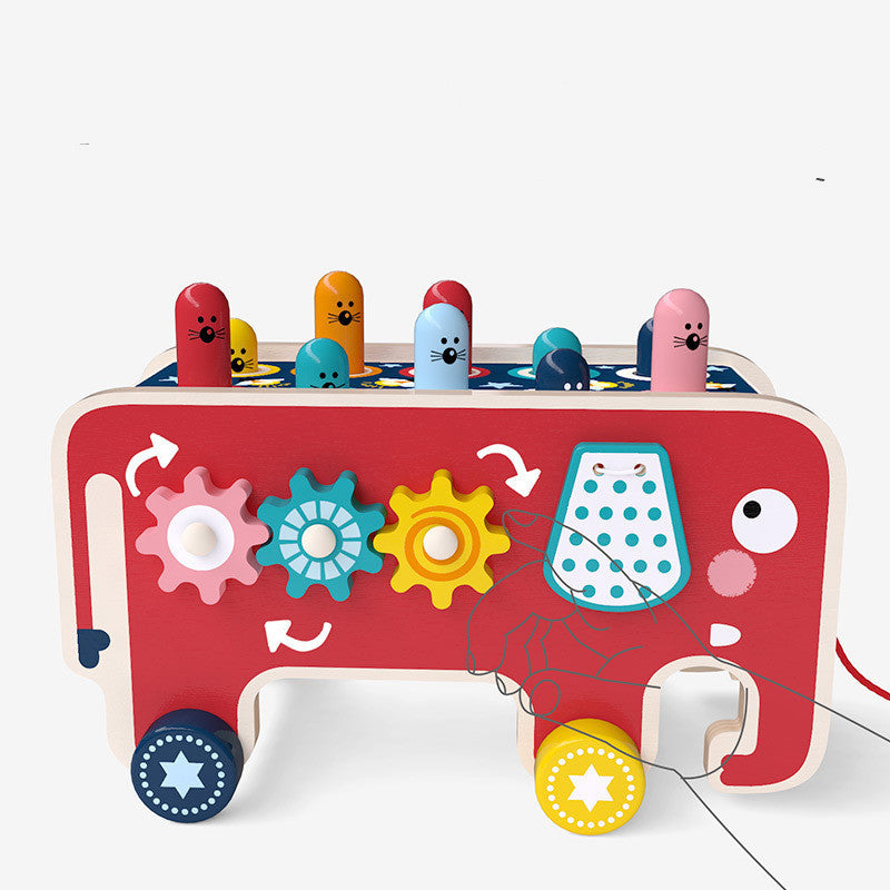 Wooden Pounding Bench Animal Bus Toy