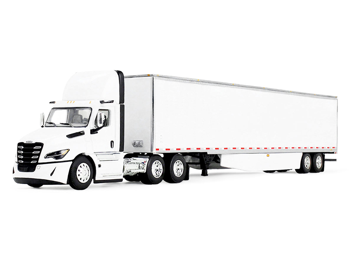 Freightliner Fifth Generation Cascadia Day Cab and 53' Utility Trailer with Skirts White 1/64 Diecast Model by DCP/First Gear