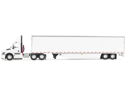 Freightliner Fifth Generation Cascadia Day Cab and 53' Utility Trailer with Skirts White 1/64 Diecast Model by DCP/First Gear