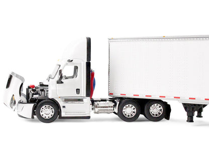 Freightliner Fifth Generation Cascadia Day Cab and 53' Utility Trailer with Skirts White 1/64 Diecast Model by DCP/First Gear
