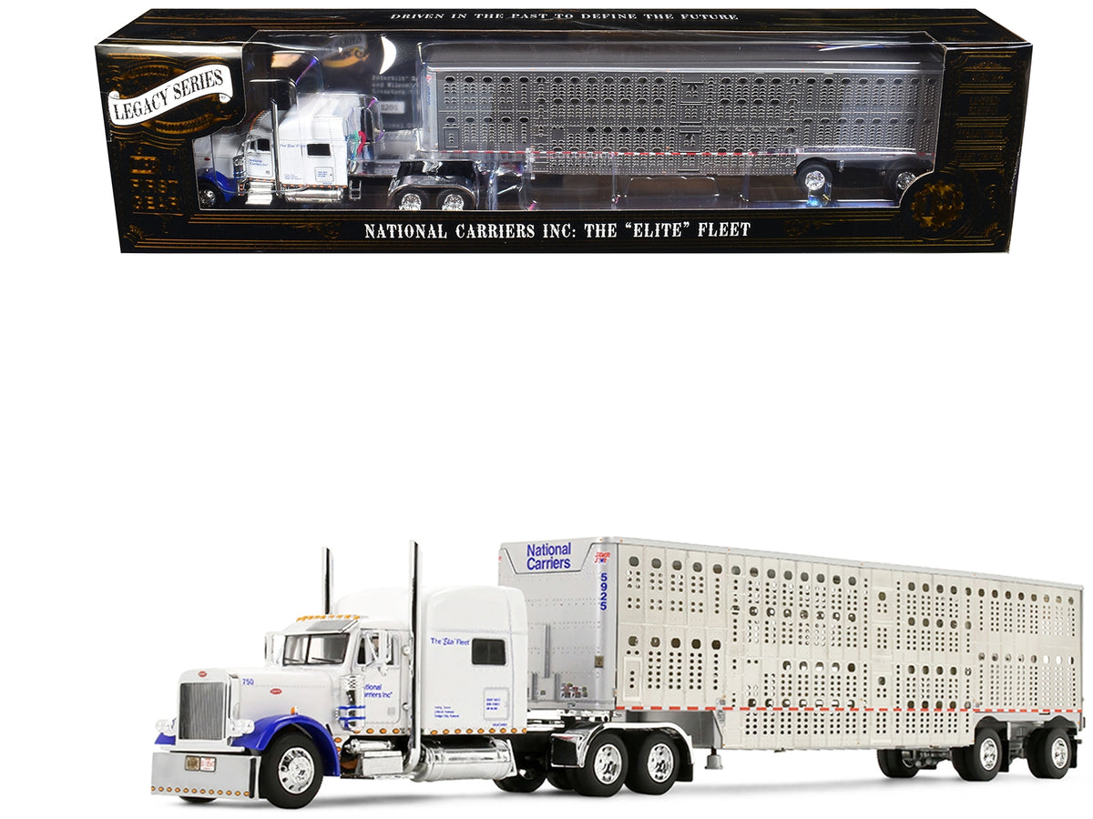 Peterbilt 379 70" Mid-Roof Sleeper & Wilson Silverstar Livestock Trailer 1/64 Diecast by DCP/First Gear – National Carriers Legacy Series #5