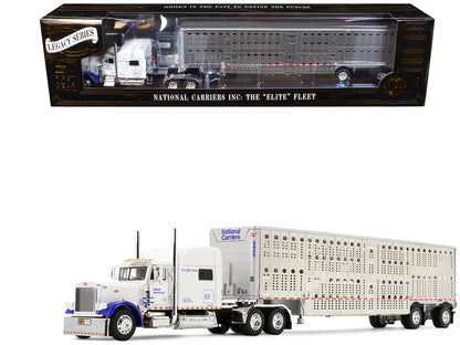 Peterbilt 379 70" Mid-Roof Sleeper & Wilson Silverstar Livestock Trailer 1/64 Diecast by DCP/First Gear – National Carriers Legacy Series #5