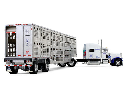 Peterbilt 379 70" Mid-Roof Sleeper & Wilson Silverstar Livestock Trailer 1/64 Diecast by DCP/First Gear – National Carriers Legacy Series #5
