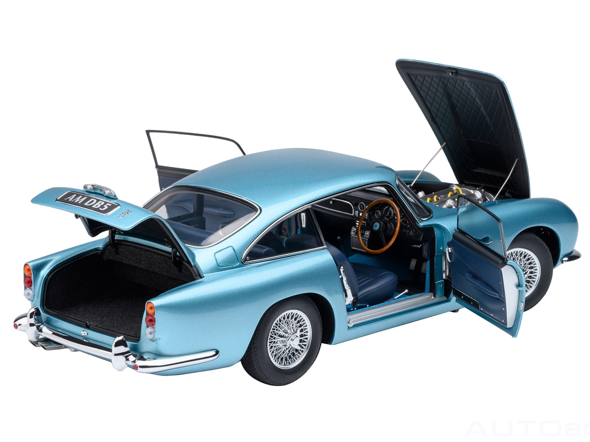 Aston Martin DB5 RHD Caribbean Pearl Blue Metallic 1:18 Diecast Model by AUTOart