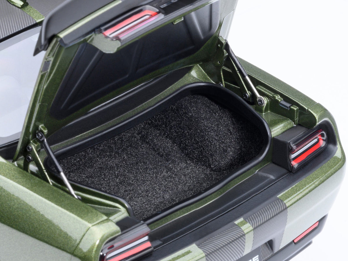 2022 Dodge Challenger SRT Jailbreak F8 Green with Carbon Stripes 1/18 Model Car by Autoart