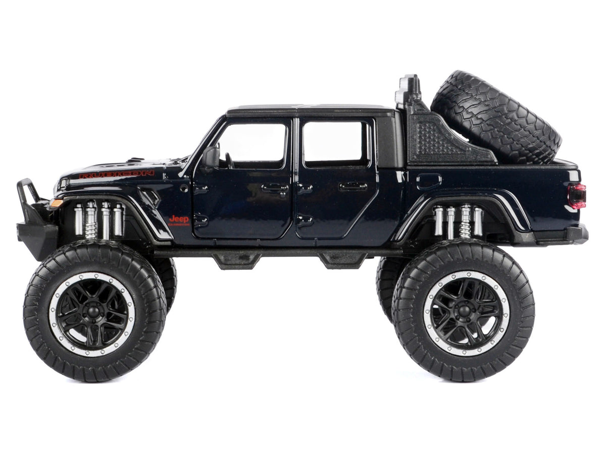 2021 Jeep Gladiator Rubicon Off-Road Pickup Truck Black with Matt Black Top "Off Road" Series 1/24-1/27 Diecast Model Car by Motormax