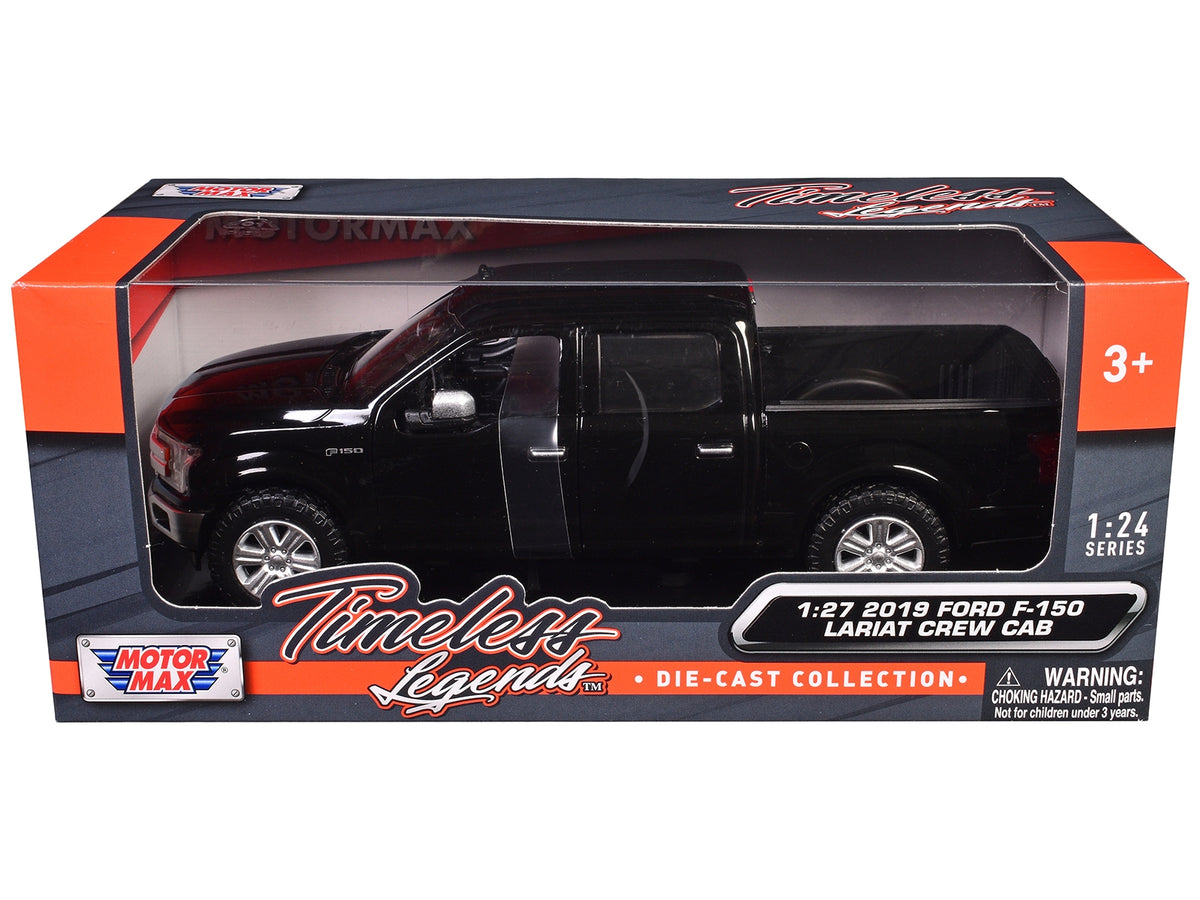 2019 Ford F-150 Lariat Crew Cab Pickup Truck Black 1/24-1/27 Diecast Model Car by Motormax